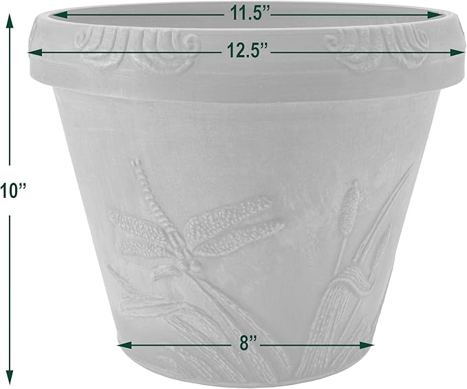 PSW Pot Collection Dragonfly Planter Pot for Indoor and Outdoor Plants and Gardens 12.5' by 10 Terra Cotta Color