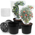 12-Inch Reusable Nursery Pots with Durable Bird Netting Covers for Outdoor/Indoor Plants 5-Gallon Garden Pots &amp Bird Netting for Garden Protection Bundle Gardening Gifts for Women (5-Pack)