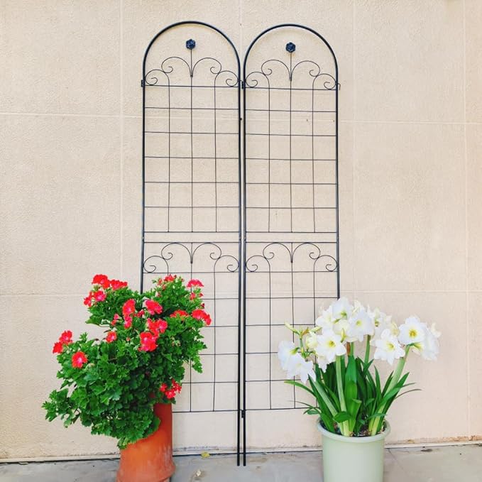 4 Pack Metal Garden Trellis for Climbing Plants Outdoor 86.7'' H x 19.7'' W Black Powder Coated Plant Support Grid for Vines (4 Pack)
