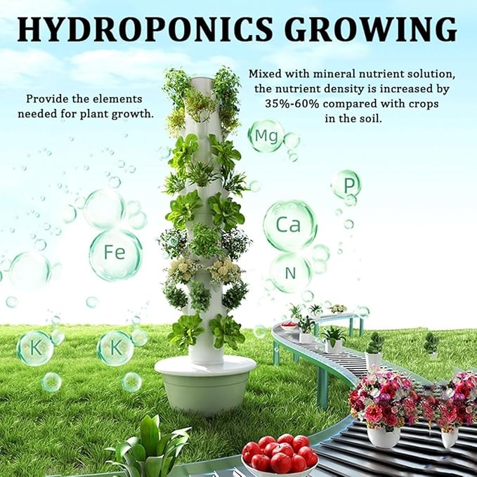 Garden Hydroponics Growing System Indoor Smart Garden with LED Light Plants Indoor Hydroponic Vegetable Tower Automatic Timer for Gardening Lover 5thfloor
