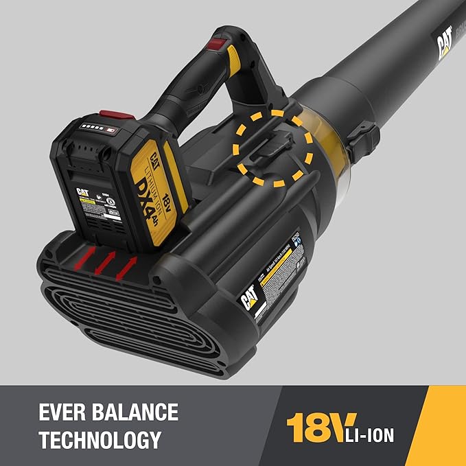 Cat DG250 18V Brushless 450 CFM 100 MPH Leaf Blower Cordless with Battery and Charger 2-Speed Blowers for Lawn Care Lightweight Cordless Leaf Blower – Battery &amp Charger Included