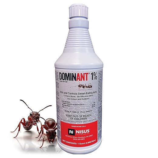 Dominant 1% Liquid Ant Bait Borax-Based Formula Attracts and eliminates Sweet-Feeding Ants Effective for Large and Multi-Queen Colonies Indoor and Outdoor Use 1 Quart