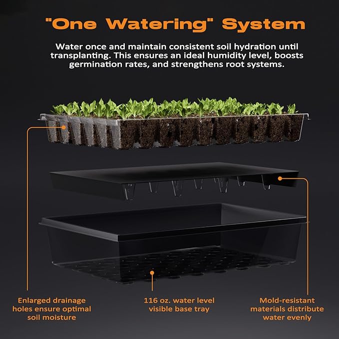 120-Cell Self-Watering Seed Starter Tray with Grow Light Seed Starter Kit with 4.07” Humidity Dome Indoor Seedling Starter Tray Seed Starting Trays for Plant Germination Seeds Growing
