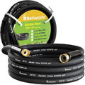 Garden Hose 25 ft x 5/8 in Heavy Duty Water Hose Flexible and Durable Lightweight Rubber Hybrid Hose Leak-Free Connections Male to Female 3/4'' Brass Fittings for Patio Lawn Black