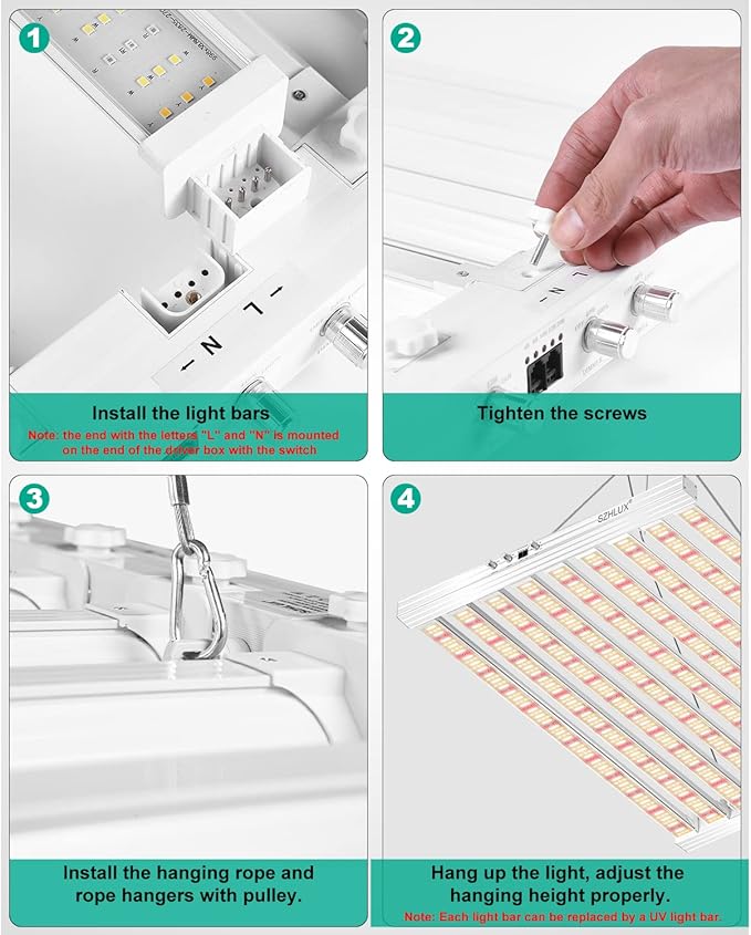 SZHLUX 620W LED Grow Light 4×6ft Daisy Chain Dimming Full Spectrum Grow Lights for Indoor Plants Sunlight Plant Light for Seedling Veg and Bloom Commercial Growing lamp