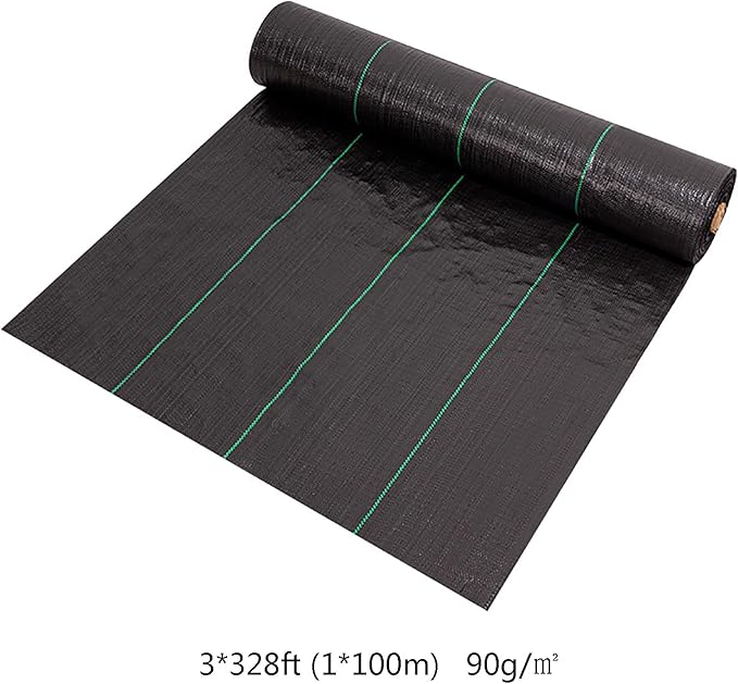Weed Control Membrane UV Stabilised Weed Barrier Fabric Weed Matting High Tensile Strength Landscape Ground Cover for Artificial Grass Patios Paths Flower Beds(1 * 100m)