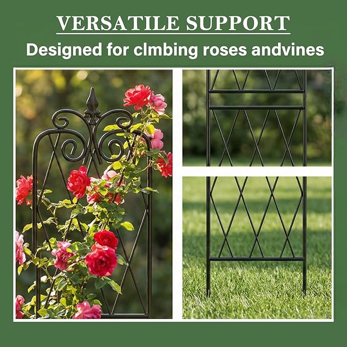 2 Pack 71 H x15 W TrellisBlack Garden Trellis for Climbing Plants Outdoor Metal Frame Sturdy Trellis for Rose