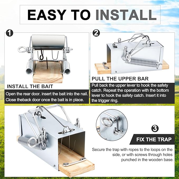 Qualirey 1 Pcs Tube Trap Squirrel Trap Outdoor Safe and Effective Pest Control Ground Squirrel Killer for Commercial and Residential for Backyards Patios Gardens