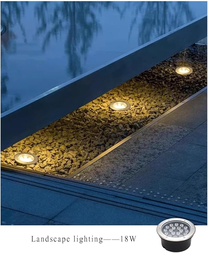 Outdoor Ground Light Round Landscape Lamp IP66 Waterproof Spotlight AC85-110V Embedded LED Underground Light for Garden Patio Fence Step Deck Pathway Landscape Light