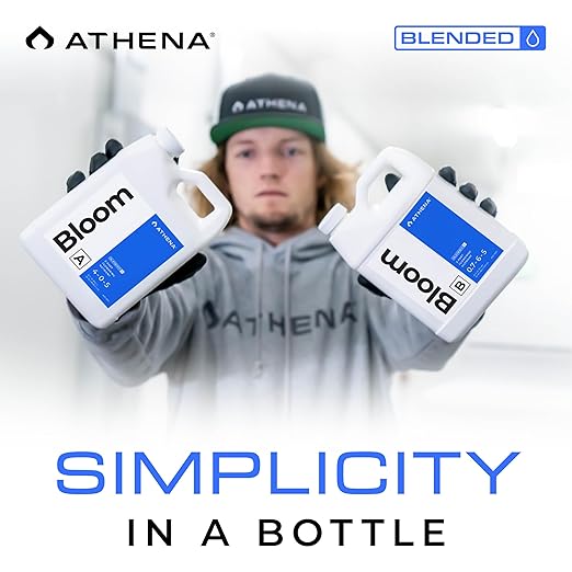 Athena Blended Bloom A&ampB | 2-Part Flowering Liquid Fertilizer for Hydroponics &amp Soil | Bloom Booster Plant Food | NPK A 4-0-5 | B 0.7-6-5 | 32 Ounce