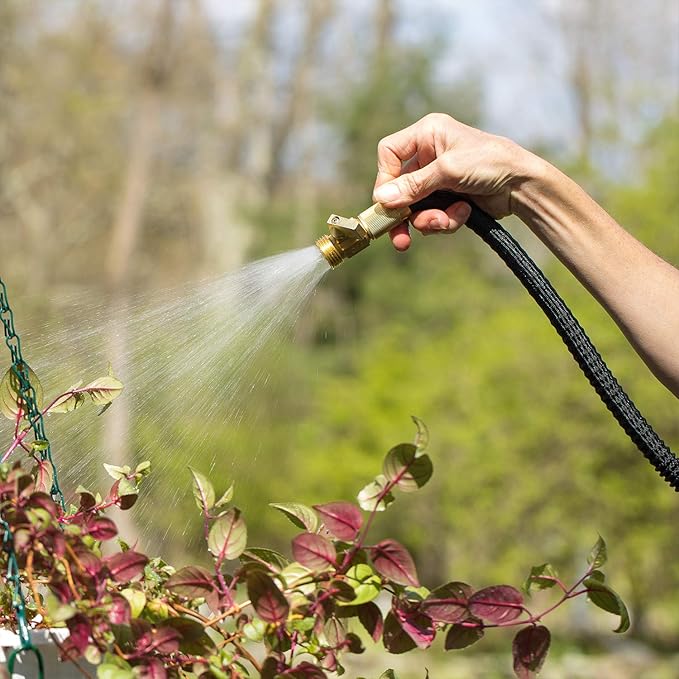 Flexi Hose Lightweight Expandable Garden Hose 50FT - Retractable Garden Hose Water Hose - No-Kink Flexibility 3/4 Inch Solid Brass Fittings and Double Latex Core