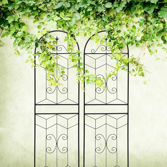 Heavy-Duty Metal Garden Trellis for Climbing Plants – Rust-Resistant Powder-Coated Support for Roses Cucumbers Beans and Vines (2 Pack-H71'')