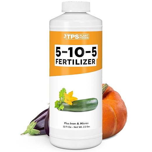 5-10-5 Fertilizer for Plants Great for Root Vegetables Fruiting Vegetables and Flowers Plant Fertilizer by TPS Plant Foods 32oz (1 Quart)