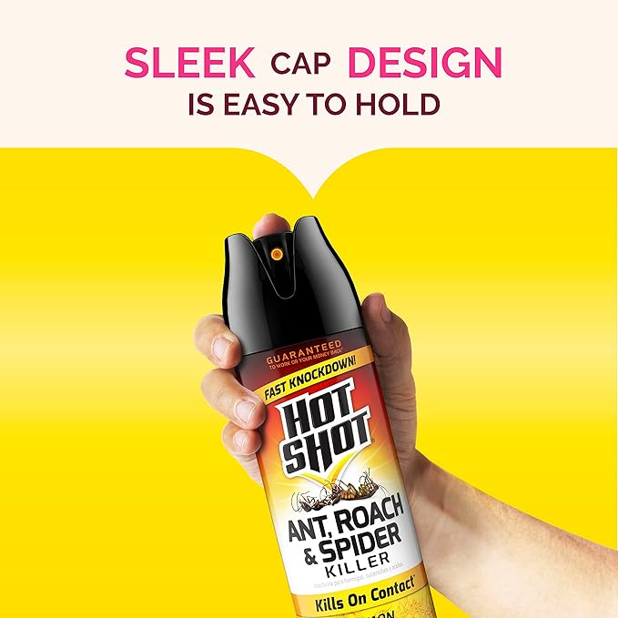 Hot Shot Ant Roach And Spider Killer 2-17.5 Ounce Aerosol Cans Lemon Scent Twin Pack