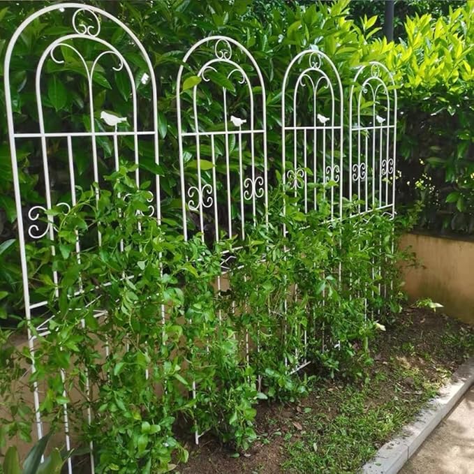 LTSRLL Large Metal Garden Trellis Plant Screen - Indoor Outdoor Flower Stand Rose Trellis - Rustproof/Weatherproof/Easy to Assemble(White220x50cm)
