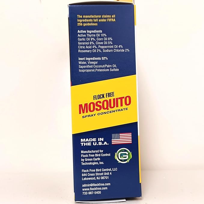 Natural Mosquito Control Spray Concentrate Repels Mosquitoes Ticks Fleas Flies Gnats and Chiggers Away. Makes up to 4 Gallons! (4oz Concentrate)