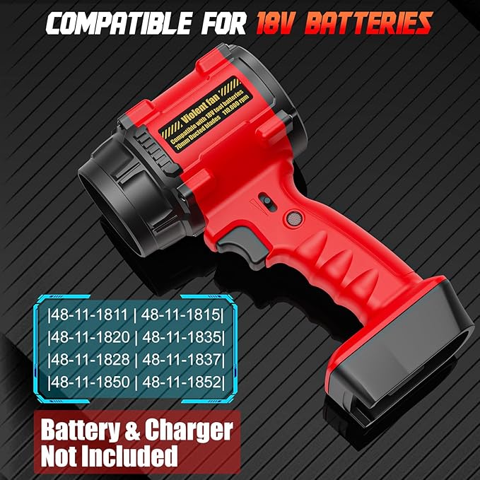 Rozlchar Electric Cordless Leaf Blower Compatible for Milwaukee 18V Batteries(No Battery) Variable Speed Handheld Turbo Blower with Powerful Motor Portable Dust/Snow Cleaner for Lawn Patio