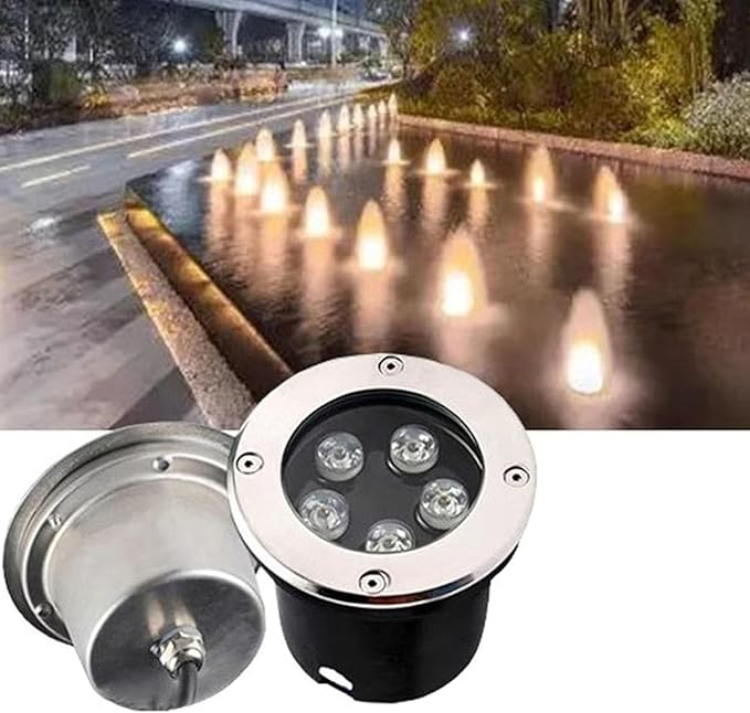 Recessed LED Landscape Lamp Low Round Lawn Lamp IP67 Waterproof Stainless Steel LED SpotlightBlue-24W