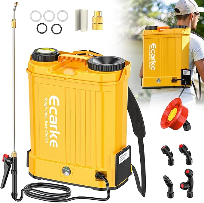 Battery Backpack Sprayer Compatible with Dewalt 20V Battery (Tool Only) 4.2 Gallon with Auto Mixer 0–100PSI Adj Leak-Proof Metal Telescopic Wand 42 6 Nozzles Ergonomic Strap–Lawn Garden Sprayer