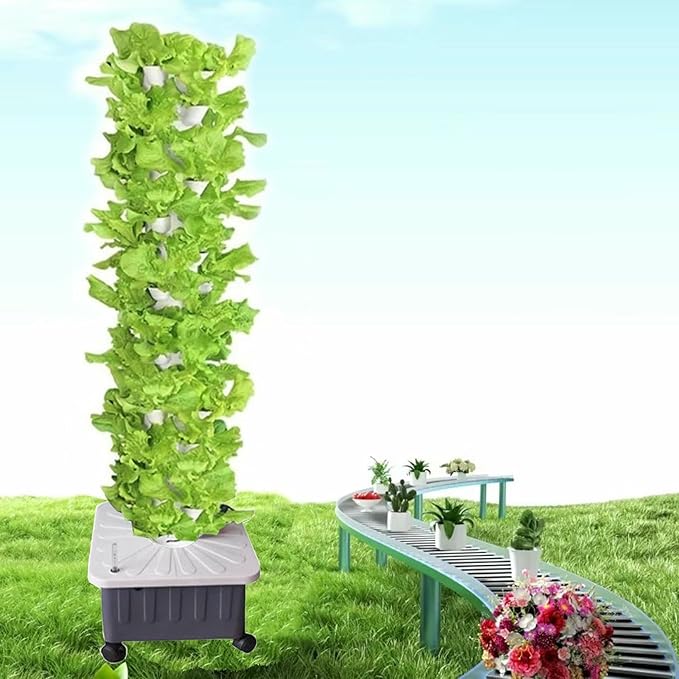 Indoor Garden Hydroponics Growing System DIY Vertical Hydroponic Planters with Pump and Movable Water Tank Hydroponics Growing System for Herbs Fruits and Vegetables-*