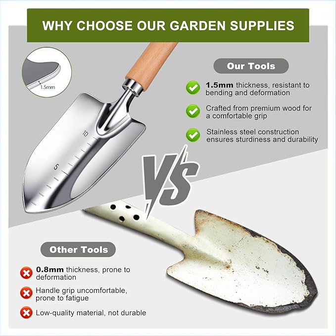 Kynup Gardening Tools Garden Tools Set-9 Piece Gardening Gift for Women Gardening Kit Ideal Hand Gardening Spades Thickened Stainless Steel Rust-Proof Garden Supplies Essentials Garden Stuff