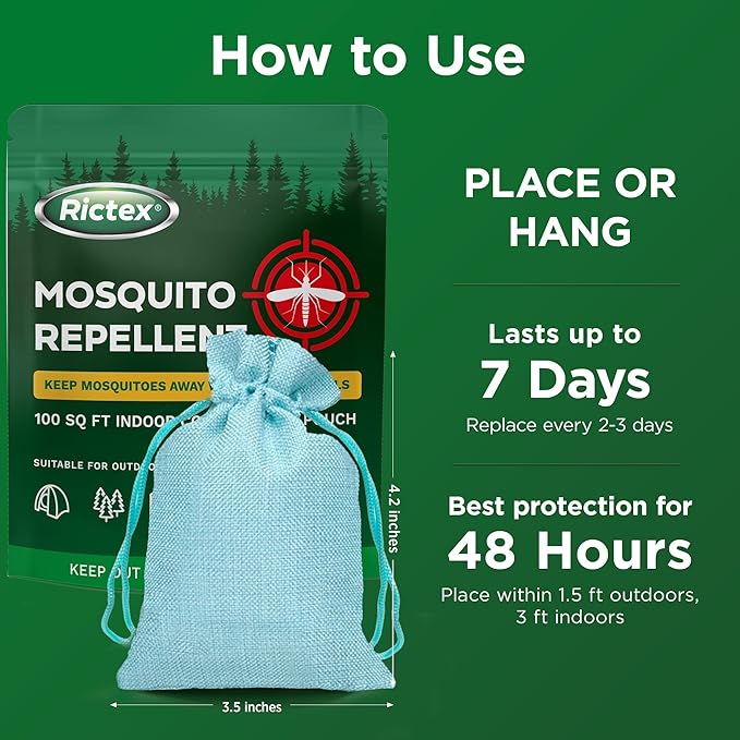 Mosquito Repellent Outdoor Patio Pouches: Natural Insect Deterrent with Citronella &amp Peppermint Oils - Safe for Kids &amp Pets - Ideal for Yard Camping Home &amp Indoor Use (1.55 Ounce (Pack o