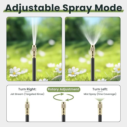 Automatic Drip Irrigation Kits - Garden Watering System with 360° Bendable Spray Adjustable Copper Atomizing Nozzles for Yard Lawn Raised Bed Greenhouse Potted Plants (15 Nozzles 50FT Hose)