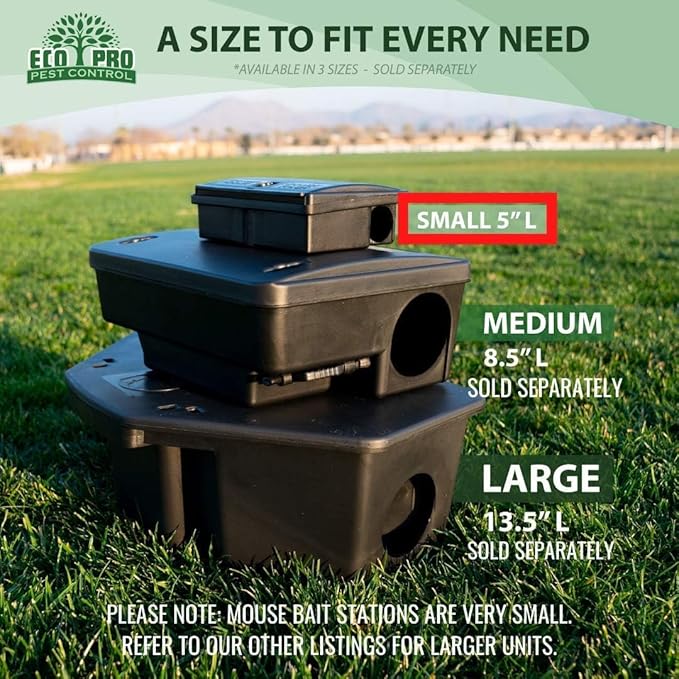 Mouse Bait Station | 4-Pack Indoor &amp Outdoor Mouse Bait Stations | Bait (Not Included) is Secured by Lock &amp Key | Pet &amp Child-Safe Alternative to Mouse Traps | for Mice Only - Small Size