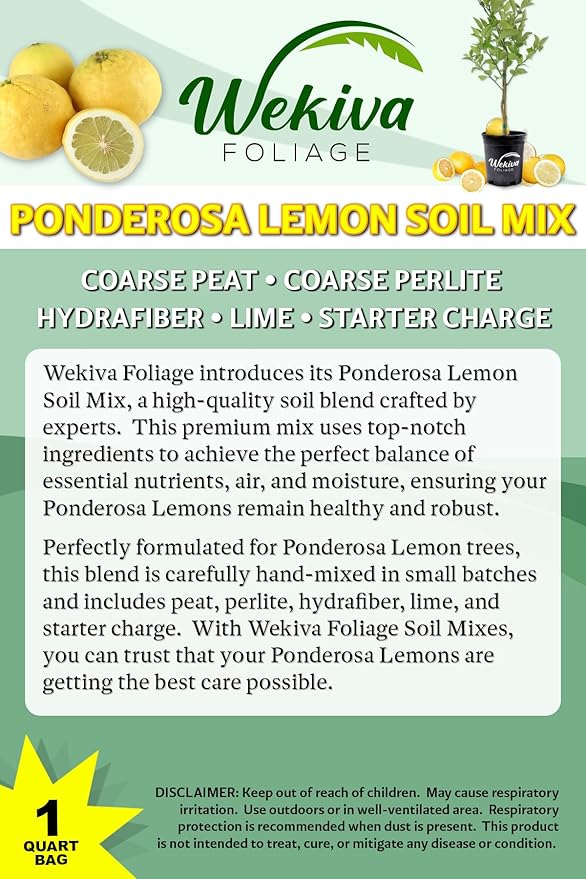 Ponderosa Lemon Tree Growing Soil Mix – 3 Quarts - Custom Soil Blend – Potting Mix for Ponderosa Lemon Trees – Specially Developed by and for Professional Nursery Growers - Nutrient-Rich Formula