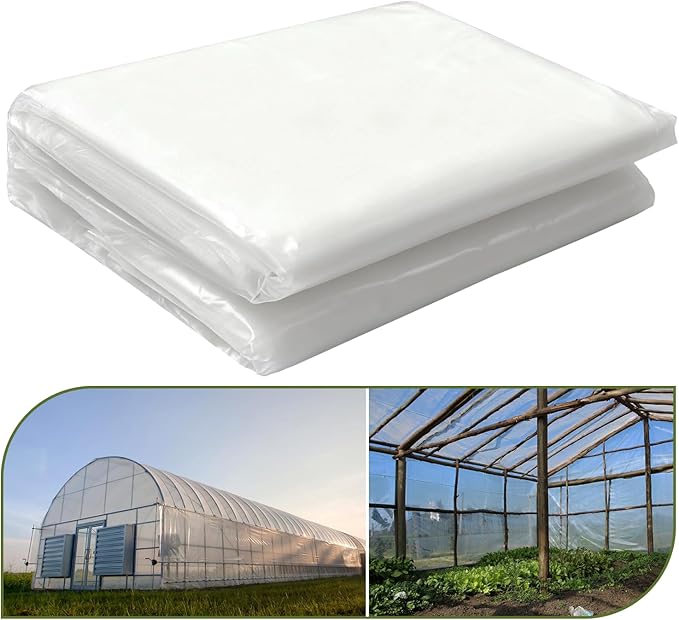 6 mil Greenhouse Plastic Sheeting Clear Greenhouse Film UV Resistant Thickened Plastic Sheeting Heavy Duty Polyethylene Green House Plastic Cover(16 x 20ft)