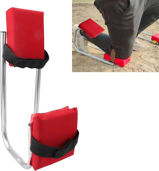 Knee Seat for Gardening Anti Numbness Portable Strap on Kneeling Device with EVA Pad Labor Saving High Load Bearing Ergonomic Kneeling Seat Leg Brace for Fishing Floor Cleaning (Red)