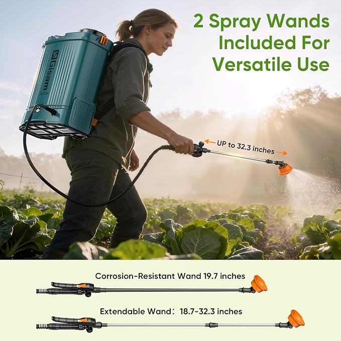5.3Gal Battery Powered Backpack Sprayer 120PSI Adjustable Pressure Electric Sprayer Dual Batteries Telescopic Wand &amp Corrosion-Resistant Wand 5 Nozzles Sprayer for Planting Lawn Yard Garden