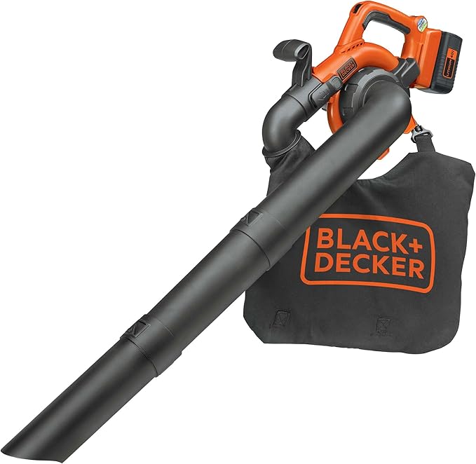 BLACK+DECKER Leaf Blower Cordless Leaf Vacuum and Mulcher Combo Kit Battery and Charger Included 40V 120 mph Air Speed 6-Speed Dial Built-in Scraper with Collection Bag (LSWV36)