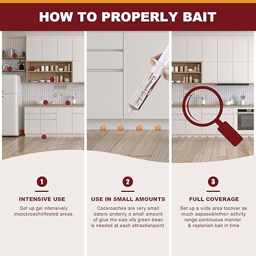 Indoor &amp Outdoor Cockroach Gel Bait - 4 Tubes Ready-to-Use Cockroach Control