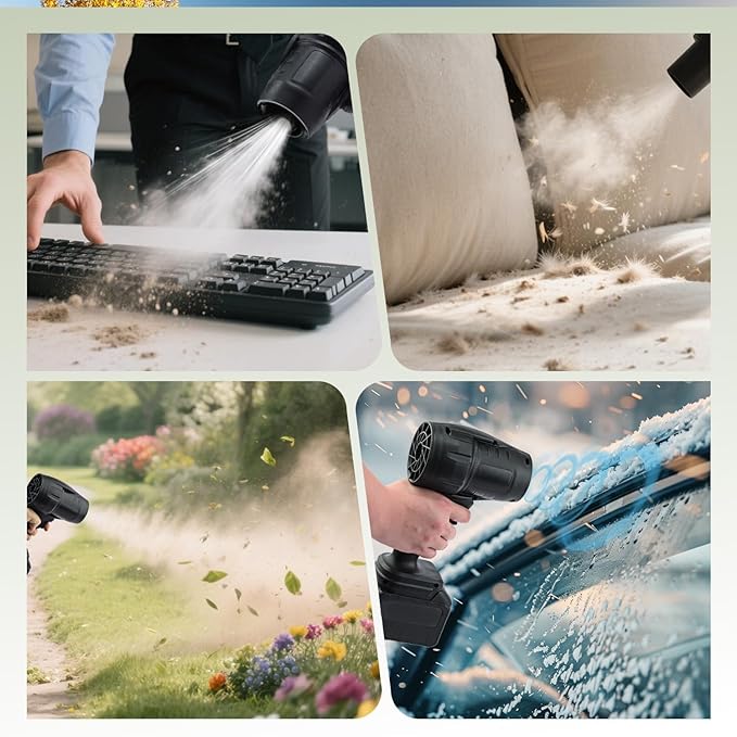 Electric Cordless Leaf Blower Portable Dust Hand Held Blowers 2 Pack 4000mAh Battery Powered and Charger Lightweight Handheld Blower for Lawn Care Patio Cleaning &amp Blowing Drying