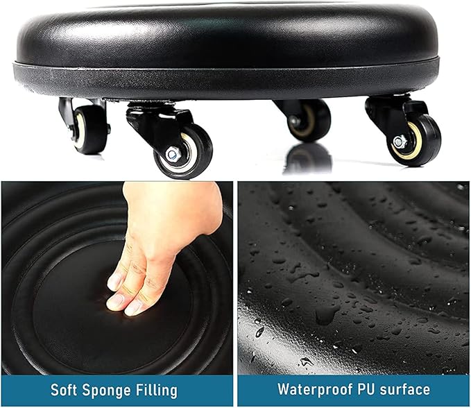 Pedicure Stool Low Rolling Stool for Pedicure Small Stool with Wheels to Sit On for Shop Garage Garden Portable Short Rolling Stool