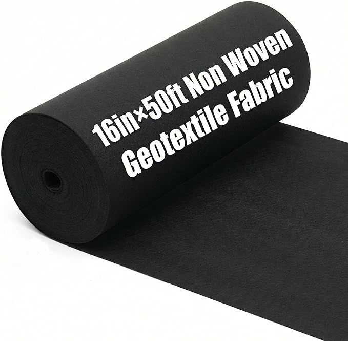 Non Woven Geotextile Fabric for Landscaping Black Weed Barrier Landscape Fabric for French Drains Underlayment Construction Projects Garden Drainage Erosion Control(6oz16in×50ft)