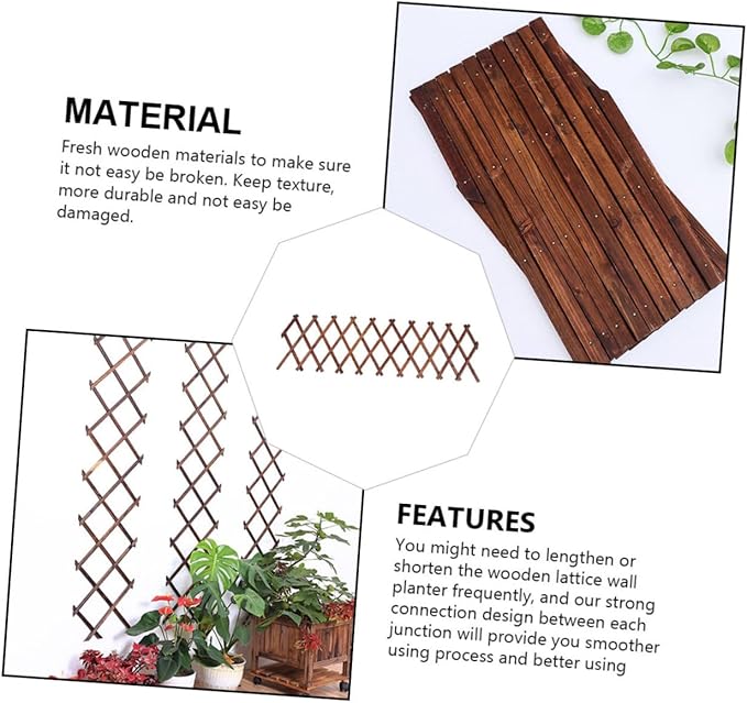 Expandable Garden Trellis Climbing Plant Support Willow Fence Plant Climb Support Carbonized Wood