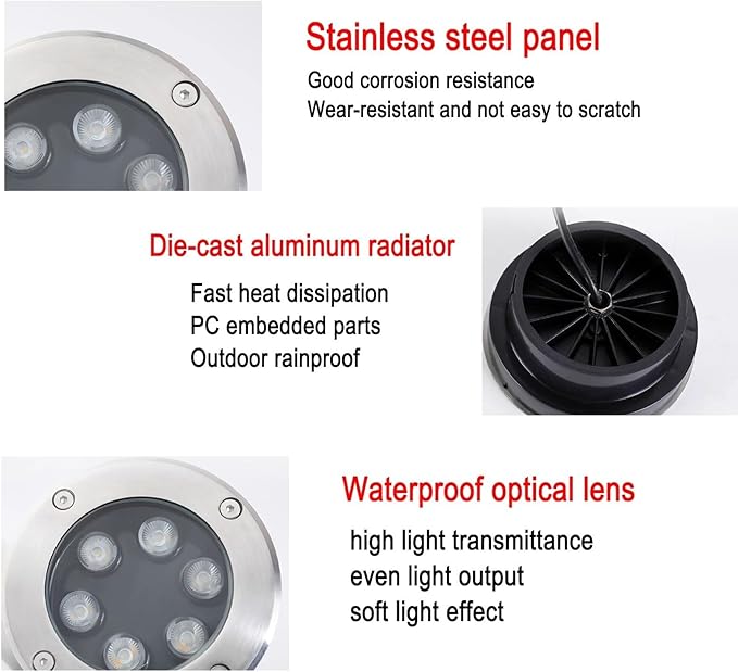 LED Buried Lights - Outdoor Landscape Lights DC 24V Low Voltage Round Ultra-Thin Garden Ground Lights IP67 Waterproof Outdoor Recessed Spot Light Driveway Park Patio Floor Lamp(Yellow12W)