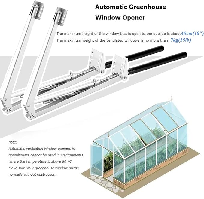 2X Auto Greenhouse Window Opener Solar Heat Sensitive Auto Vent Opener Roof Vent Opener Gardening Tools for Sunlight Room Automatic Greenhouse Accessories (Single Spring Up to 15 Lbs)