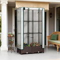 Raised Garden Bed with Built-in Trellis and Weather-Resistant Cover for Outdoor Vegetable and Flower Growing (Brown + White + Polypropylene + Steel)