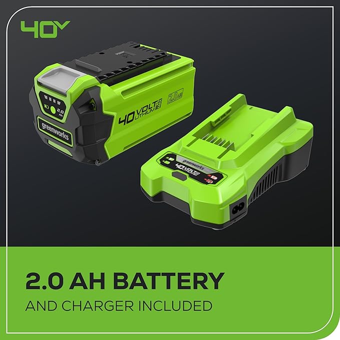 Greenworks 40V (100 MPH / 350 CFM) Cordless Axial Leaf Blower 2.0Ah Battery and Charger Included