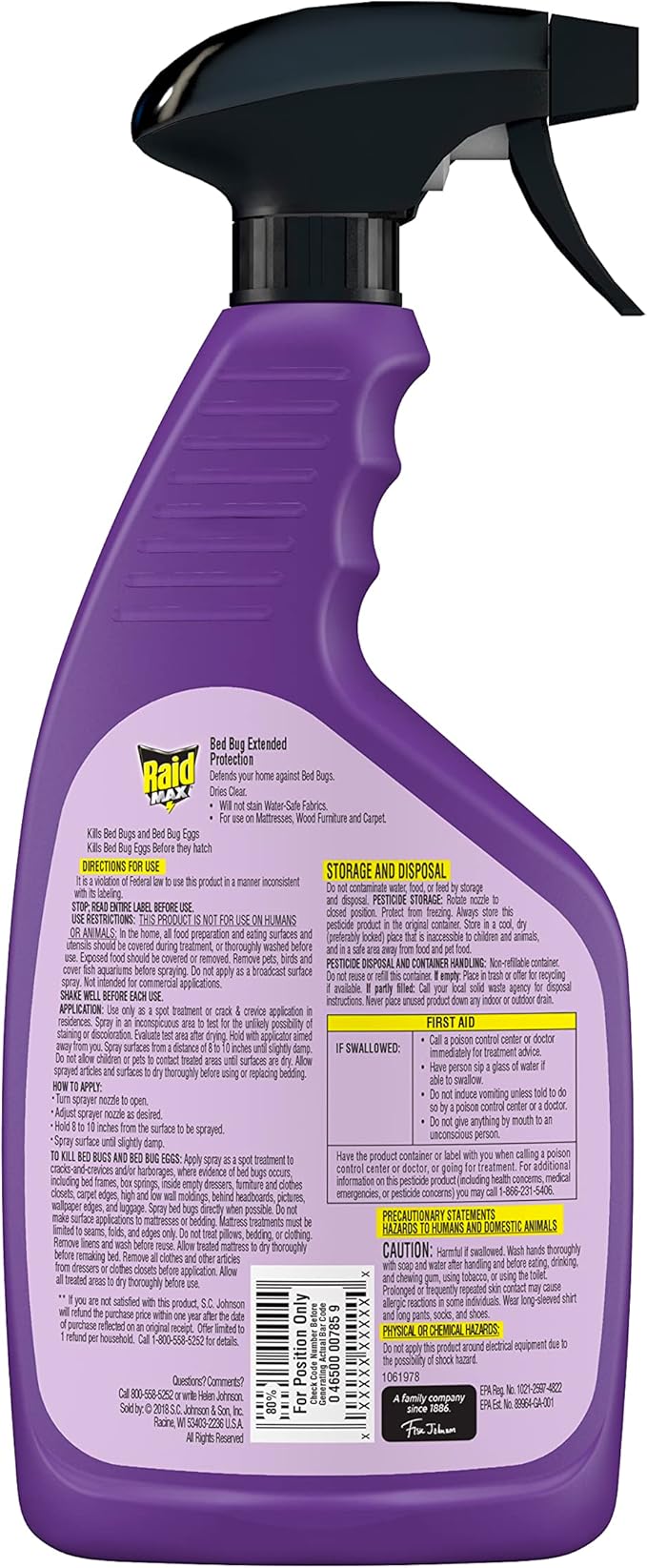 Raid Max Bed Bug Extended Protection Kills Bed Bugs for 8 weeks on Laminated Woods and Surfaces 22 Oz