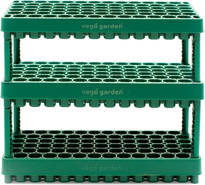 Vego garden 10 x 20 76 Cells Seed Starter Tray Stackable Seedling Starting Germination Trays for Plants Planting Vegetables Herbs Flowers 3 Sets