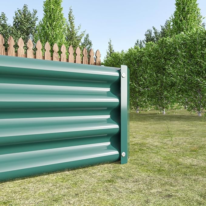 Heavy-Duty Galvanized Steel Raised Garden Bed for Outdoor Vegetable Flower and Herb Planting – Rust-Resistant &amp Durable (Green with 8x4x1ft)