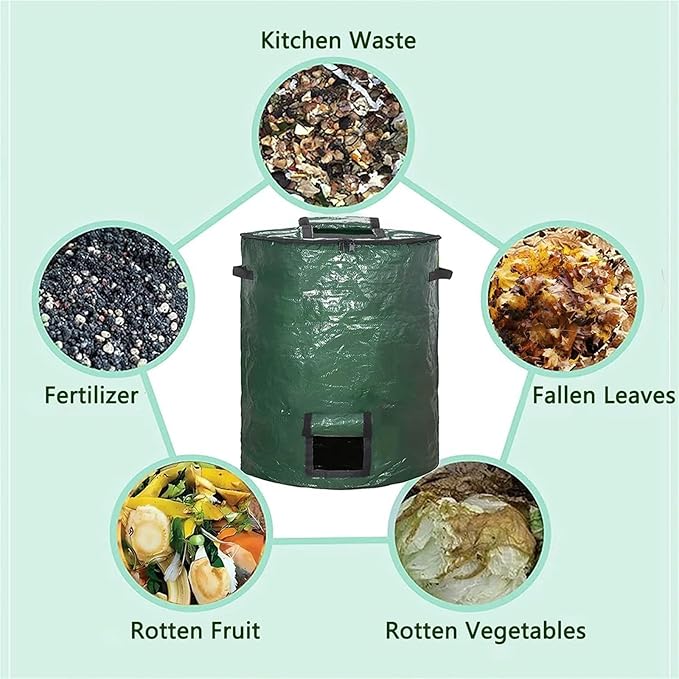 Outside Trash Storage Gardening Supplies Outdoor Garden Domestic Handle Wastebasket Home Cans Composting Container(About 40X80cm 1PCS)