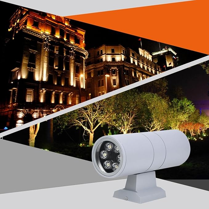 Double Head Up and Down Irradiation Outdoor Wall Washer Lights Spotlight Led Beam Light IP65 Waterproof Villa Courtyard Pillar Lamp 220V Exterior Landscape Lighting(Yellow24w)