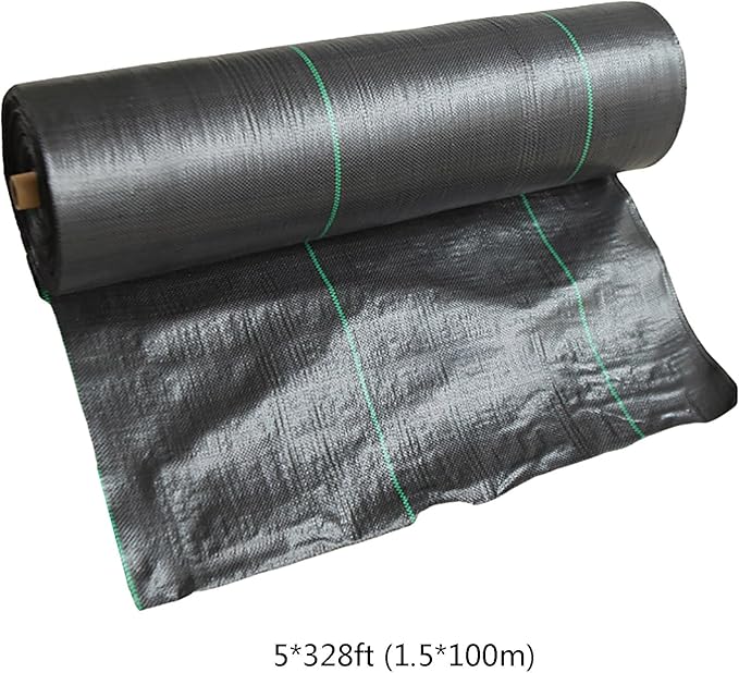Weed Control Membrane High Tensile Weed Barrier Fabric UV Stabilised Ground Cover Membrane Resistant Weed Matting for Artificial Grass Patios Paths Flower Beds(1.5 * 100m)