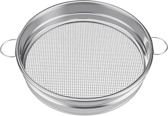 19“ Large Soil Sifter with Handle for Gardening Dirt Sifter Compost Sifter Rock Sand Sifter Wheelbarrow Sifter Garden Soil Sieve Metal Gravel Pellet Worm Sifter Heavy Duty Bin Outdoor