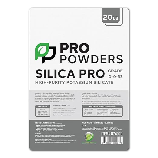 Pro Powders Silica Potassium Silicate 20LB Powder - Makes up to 18000 Gallons - Stengthens Branches &amp Nutrient Delivery System &amp Reduces Stress